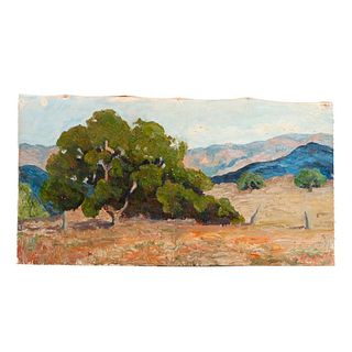 Unframed Painting of California Oak Landscape.