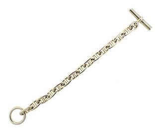 Hermes D&#39;Ancre Sterling Silver Chain Toggle Bracelet