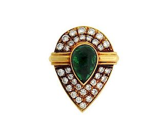 18K Gold Diamond Green Stone Enhancer Pendant