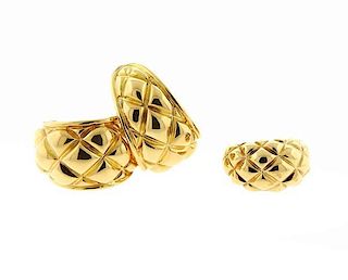 Chaumet 18K Gold Earrings Ring Set