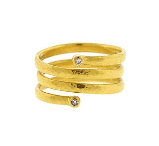 Gurhan 24k Gold Diamond Spiral 3 Strand Ring