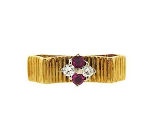 Vintage 18K Gold Diamond Ruby Ring