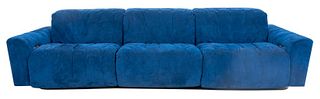 Roche Bobois Blue Suede Reclining Sectional Sofa