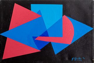 John Murray Barton Cubist Composition Oil Canvas