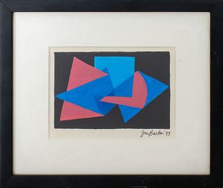 John Murray Barton Cubist Composition Oil on Paper