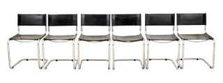 Marcel Breuer Leather & Chrome Side Chairs, 6