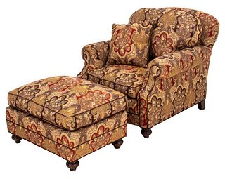 George Smith Style Upholstered Club Chair &Ottoman