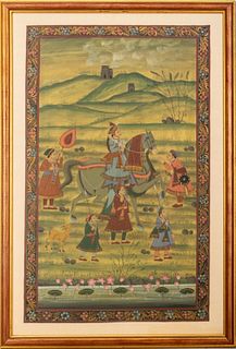 Antique Indian Rajasthani Painting on Silk