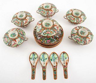 Chinese Famille Rose Porcelain Part Soup Svc., 6