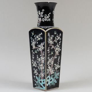 Chinese Famille Noire Square Baluster Vase