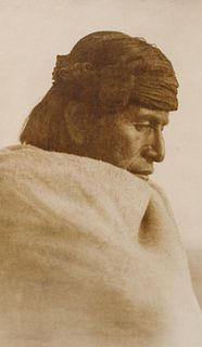 Group of Two Sepia Apache Portrait Photographs, Koa Wood Frames