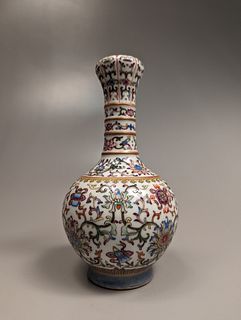 Qianlong-Style Enameled Porcelain "Garlic-Bulb" Vase
