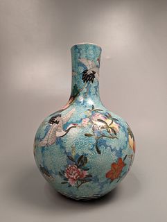 Qianlong-Style Enameled Porcelain Bottle Vase