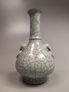 Song-Style Guan-Type Crackle Celadon Bottle Vase