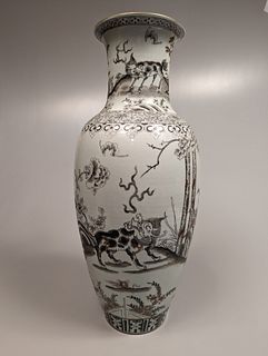Guangxu-Style Grisaille Enameled Porcelain Vase