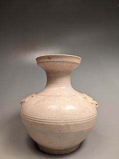 Han-Style Cream Glazed Pottery Hu Vase