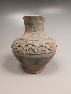 Han-Style Green Glazed Pottery Vase