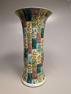 Kangxi-Style Famille Verte Porcelain Sleeve Vase