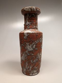 Large Faux Marble-Glazed Porcelain Vase