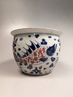 Ming-Style Porcelain Fishbowl/Pot