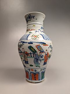 Ming-Style Wucai Enameled Porcelain Vase