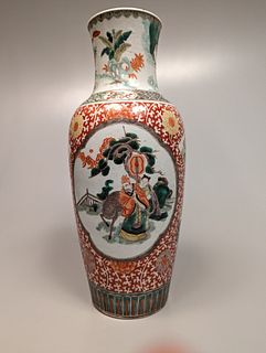 Old Kangxi-Style Famille Verte Porcelain Vase