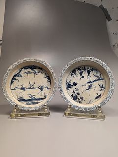 Pair Large Ming-Style "Shipwreck" Dishes