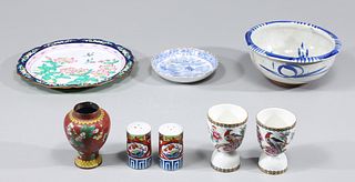Group of Eight Chinese Ceramic, Enamelware