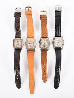 Four Hamilton 14k filled White Gold Filled Watches