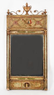 Neoclassical Style Paint Decorated Pier Mirror