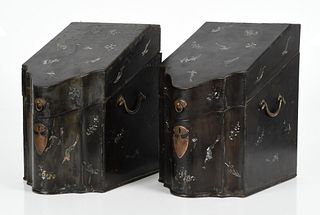 A Pair of Japanese Export Lacquered Knife Boxes