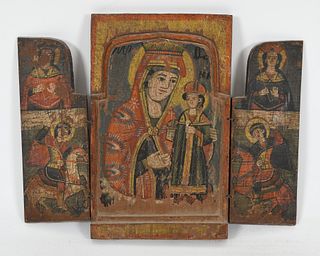 A Polychrome Eastern Orthodox Triptych