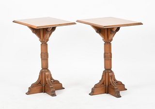 Pair of Eastlake Carved Walnut Parlor Tables