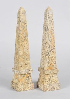 Pair Neoclassical Style Marble Obelisks