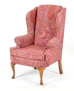Queen Anne Style Wingback Armchair