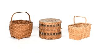 Three North American Splint Woven Baskets
