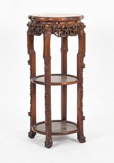 Chinese Carved Rosewood Pedestal Stand