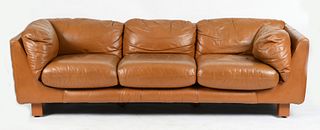 Mid Century Modern Leather Upholstered Sofa