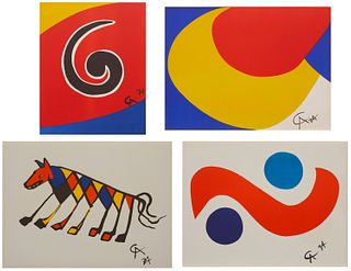 After Alexander Calder, (1898-1976), Four plates from "Flying Colors," 1974, Each lithograph in colors on wove paper, without watermark, Each Sheet/Im