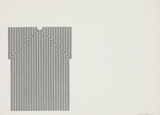 Frank Stella, (b. 1936), "Luis Miguel Dominguin" from the "Aluminum Series," 1970, Lithograph in gray and silver on paper, Sheet: 16" H x 22" W