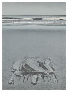 David Ligare, (b. 1945), "Sand Drawing #24," 1973, Lithograph in silver-gray, silver, and black on paper, Image: 20.125" H x 15.125" W; Sheet: 30.125"