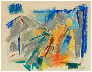 Hans Burkhardt, (1904-1994), Abstract, 1960, Pastel on paper, Sight: 17.75" H x 23" W