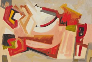 Arnold Chanin, (b. 1934), Abstract, 1970, Oil on canvas, 34" H x 50" W