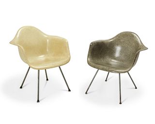 Ray and Charles Eames (1912-1988 and 1907-1978), Two early Zenith fiberglass shell chairs, for Herman Miller, circa 1950-1954