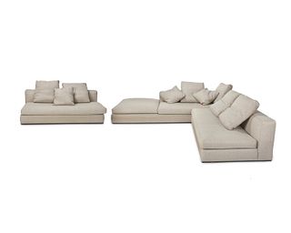 A Minotti sectional sofa 21st century One larger: 25" H x 108" W x 40" D; two smaller: 25" H x 70" W x 40" D