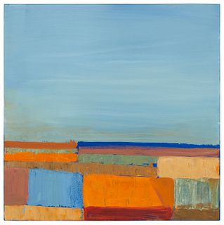 Alejandro Rubio, (21st century), "Patchwork Land VI", Acrylic on canvas, 20" H x 20" W