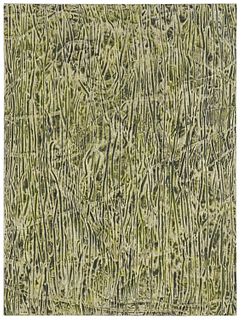 Roger Weik, (b. 1949), "Green Decision," 2004, Mixed media on canvas, 40" H x 30" W
