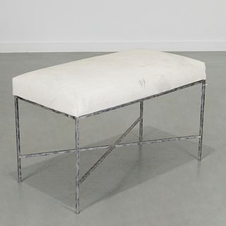 Contemporary hide upholstered bench