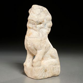 Chinese carved white marble Buddhist lion