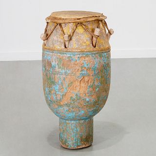 Large African Atumpan carved drum